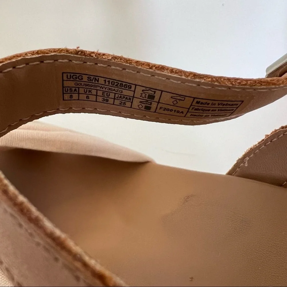 UGG Women's Tan Cork Wedge Sandals with Cream Knot Front